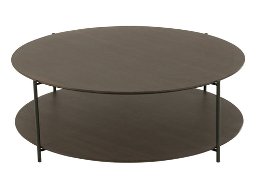 J-Line salontafel Rond - hout/metaal - donkerbruin - large