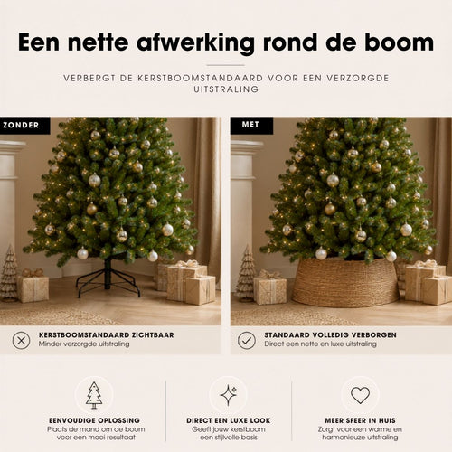 Mica Decorations Kerstboomrok H28 x D75 cm - Kerstboommand - Bruin - Gevlochten Zeegras
