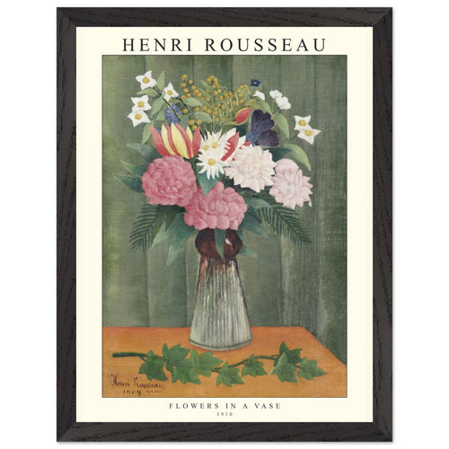 Artfulprints Poster met Lijst Henri Rousseau - Flowers in a vase   - 30x40 cm - Groen
