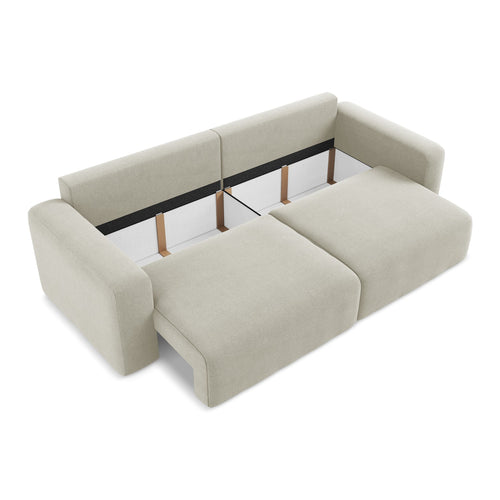 LaMiaSofa 3-zits slaapbank Ostia - textuurstof - lichtbeige - 244x102x79