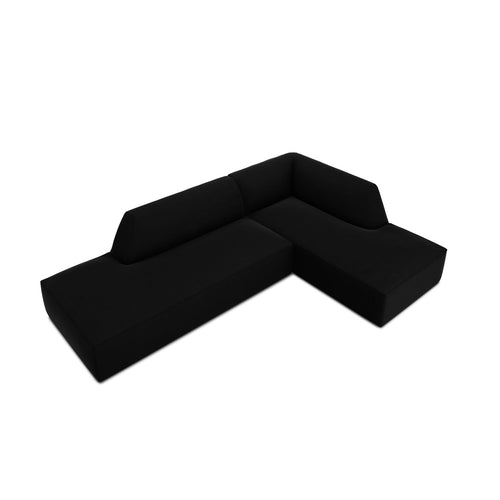 Cosmopolitan Design - Modulaire hoekbank rechts Siena 4-zits, flueel zwart - 180x273x69cm