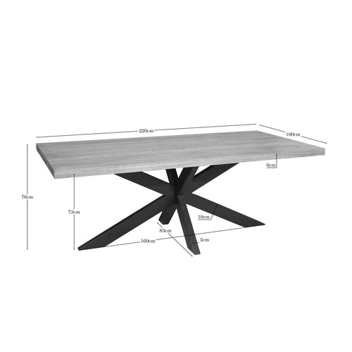 Starfurn Eettafel Dakota - Rechthoekig Naturel Hout - 220x100x76cm