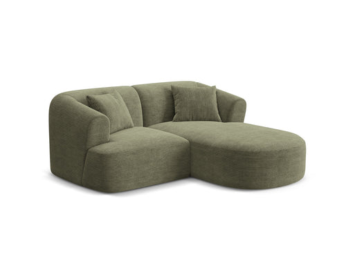 Cosmopolitan Design Modulaire hoekbank rechts Campi 3-zits, ribfluwelen mosgroen - 156x180x70cm