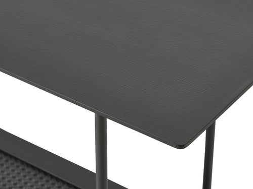 Rebellenclub Sidetable Berley - 100 x 37 cm - Zwart met Rattan