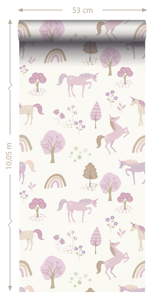 ESTAhome behang unicorns lila paars - 53 cm x 10.05 m - 139504