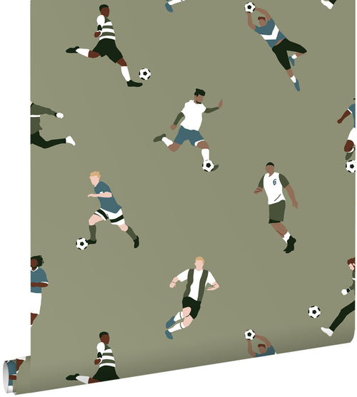 ESTAhome behang voetbalspelers donkergroen - 50 x 900 cm - 131554