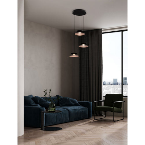 Nova Luce MORPHI Hanglamp met clusterdesign, zandkleurig zwart, goudkleurige Triac dimbare LED 15W 480lm 3000K
