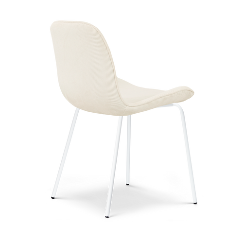 Nolon Nora-Fé Eetkamerstoel Rib Beige - Wit Onderstel