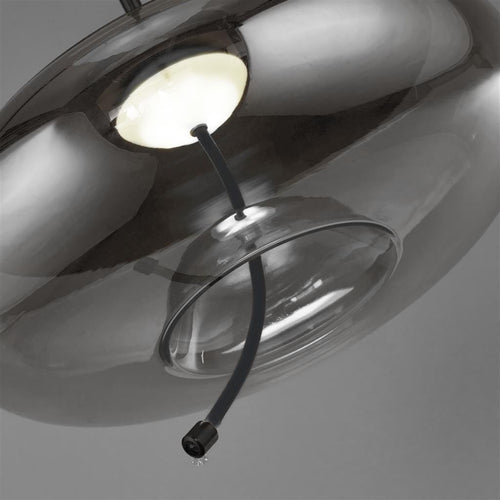 Searchlight Lisbon 1 licht LED-koepelhanger, zwart en gerookt glas 2700K