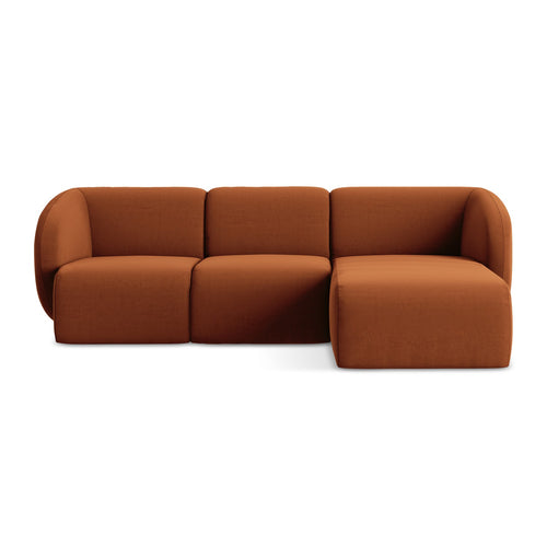 LaMiaSofa hoekbank rechts Cervo - velours - terracotta - 248x166x77