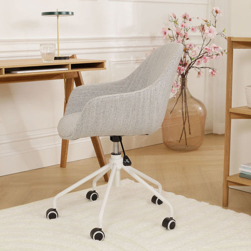 Nolon Nout-Mae Bureaustoel Beige Gemêleerd- Armleuning - Wit Onderstel - vtwonen shop