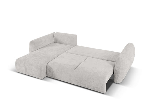 Cosmopolitan Design Uitklapbare hoekbank links met opbergdoos Matera 4-zits, chenille, lichtgrijs - 173x253x86cm