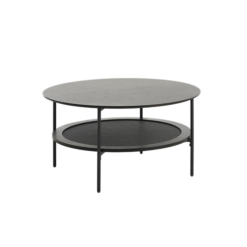 Rebellenclub Salontafel Berley - ¿80 cm - Zwart met Rattan