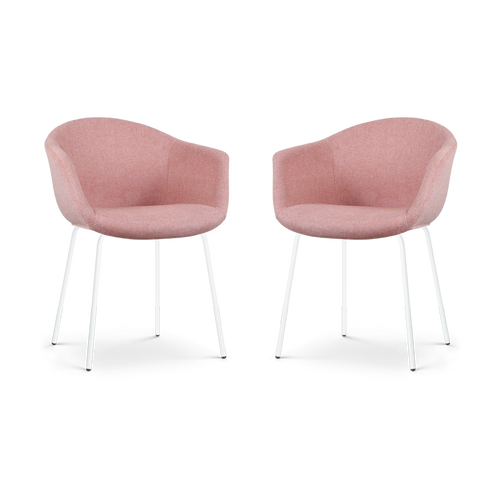 Nolon Nora-Otis Eetkamerstoelen Set van 2 - Zacht Roze - Witte Poten - vtwonen shop