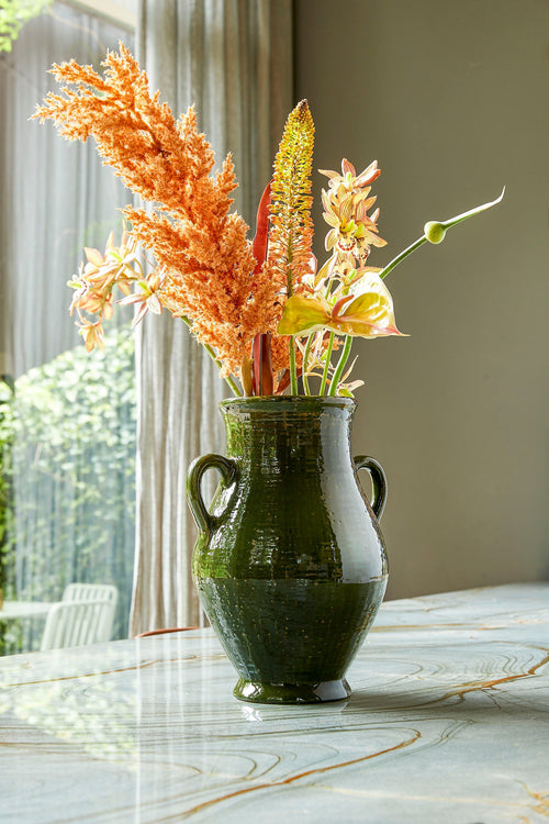 Mica Decorations Elena Vaas - L29 x B26 x H39 cm - Keramiek - Groen