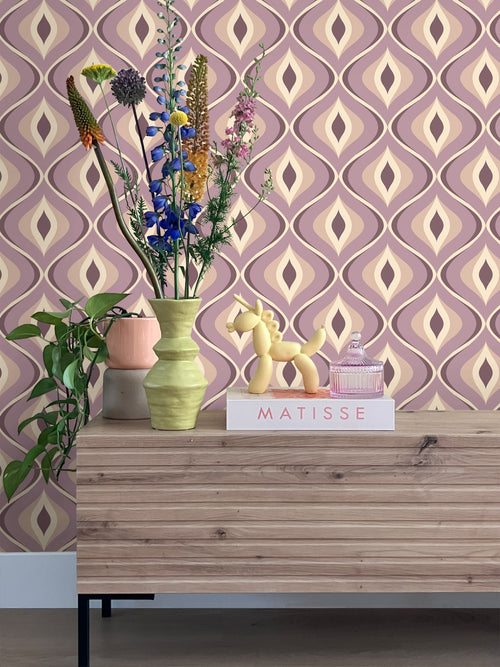 ESTAhome behang retro ornamenten lila paars - 50 x 900 cm - 130988