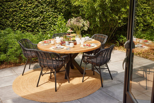 Hartman Tuintafel Stephanie - Naturel/Zwart Teakhout - Ø150x76cm