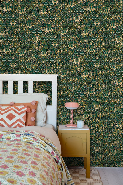 ESTAhome behang vintage bloemen in art nouveau stijl groen - 50 x 900 cm - 131507 - vtwonen shop