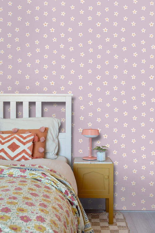 ESTAhome behang madeliefjes lila paars - 53 cm x 10.05 m - 131114