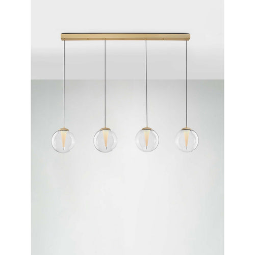 Nova Luce GALEO  Galeo Bar hanglamp, transparant, zandgoud, Triac dimbare LED, 25W, 1765lm, 3000K
