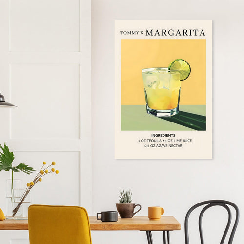 Artfulprints Poster Tommy's Margarita cocktail - Ingrediënten   - 50x70 cm - Geel