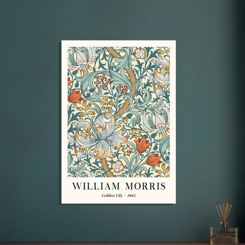 Artfulprints Poster met Lijst William Morris - Golden lilly II 1882   - 30x40 cm - Groen