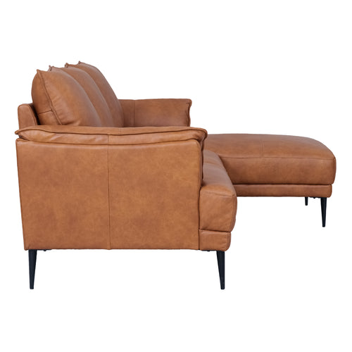 Furnhouse chaise longue bank rechts Soul - Cognacbruin - Leer - 155x233x88