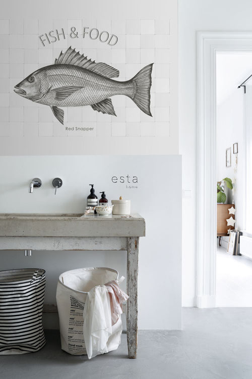 ESTAhome muursticker vis zwart - 145 x 97 cm - 159033 - vtwonen shop
