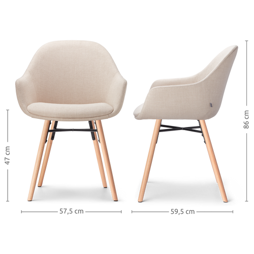 Nolon Nena-Mae Eetkamerstoelen Set van 2 - Beige - Houten Poten - vtwonen shop