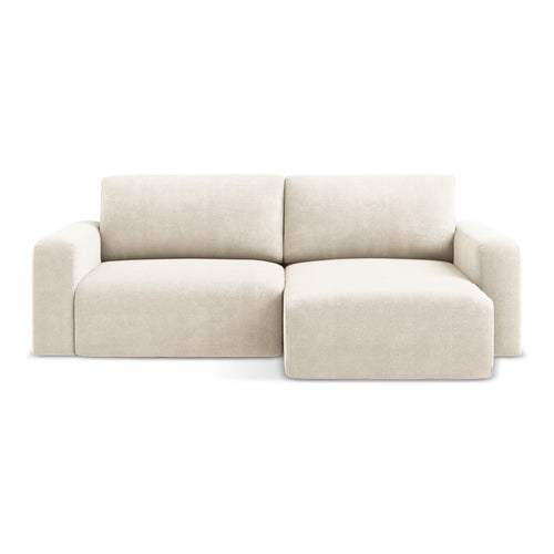 LaMiaSofa hoekbank rechts Ostia - chenille stof - lichtbeige - 244x149x79