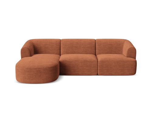 Cosmopolitan Design Modulaire hoekbank links Campi 4-zits, ribfluwelen terracotta - 156x256x70cm