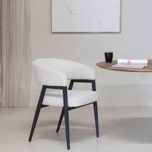 DÉJA Living Eetkamerstoel Fureso - Beige/Zwart - Set van 2