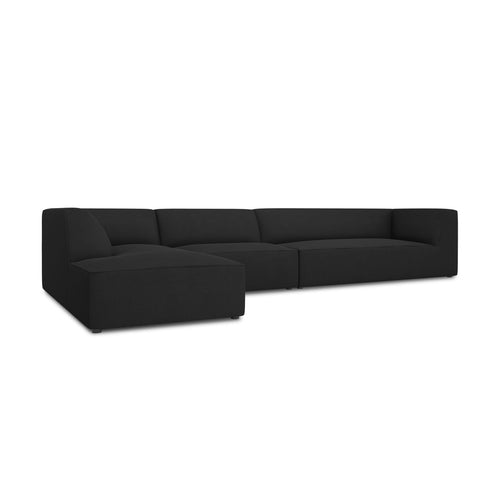 Cosmopolitan Design - Modulaire hoekbank links Siena 5-zits, structurele stof zwart - 180x366x69cm