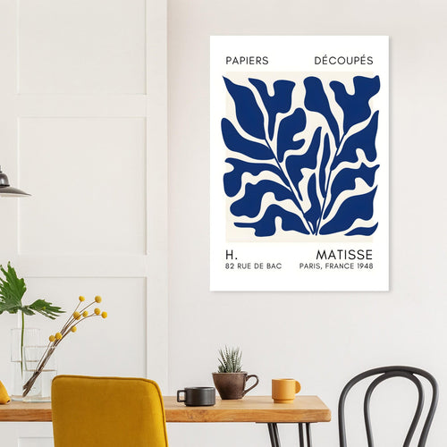 Artfulprints  Matisse – Seabed shapes navy blue II   poster A4 21x29.7 cm
