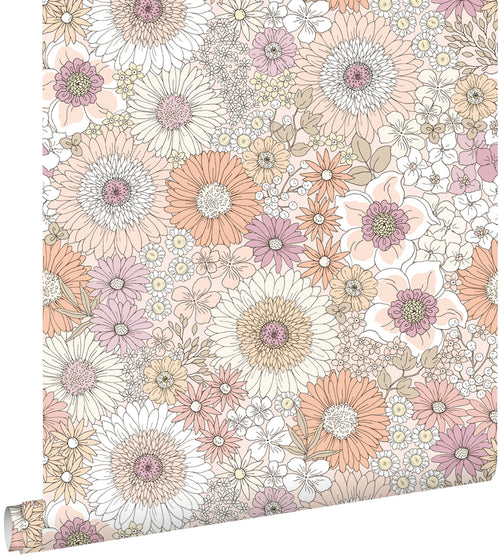 ESTAhome behang retro bloemen beige en roze - 50 x 900 cm - 131313 - vtwonen shop