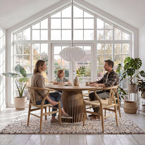 Furnhouse uitschuifbare eettafel Svendborg - Natuurlijk eikenhout - Ø 120/220x120 cm