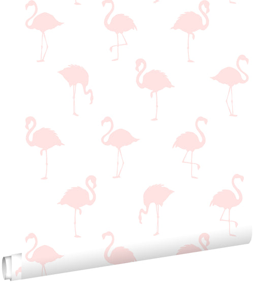 ESTAhome behang flamingo's licht roze en wit - 53 cm x 10.05 m - 138918
