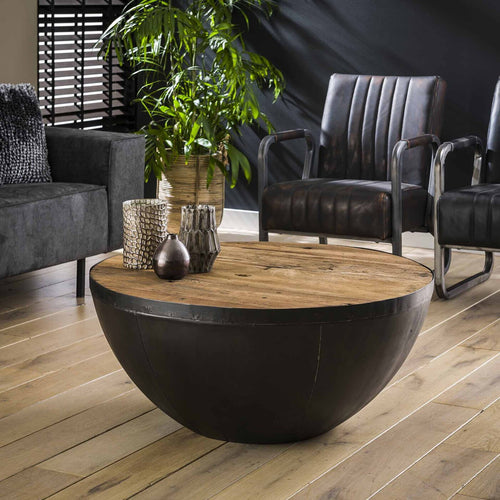 Giga Meubel Salontafel Raft - Naturel Hardhout - Ø90x40cm