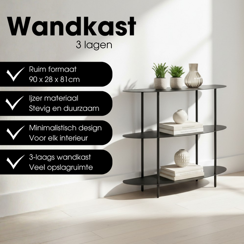 Mica Decorations Wandrek – Opbergrek en Metalen Wandrek voor Decoratie Woonkamer – Geschikt voor Planten en Accessoires – Stevig Rek van IJzer – 90 x