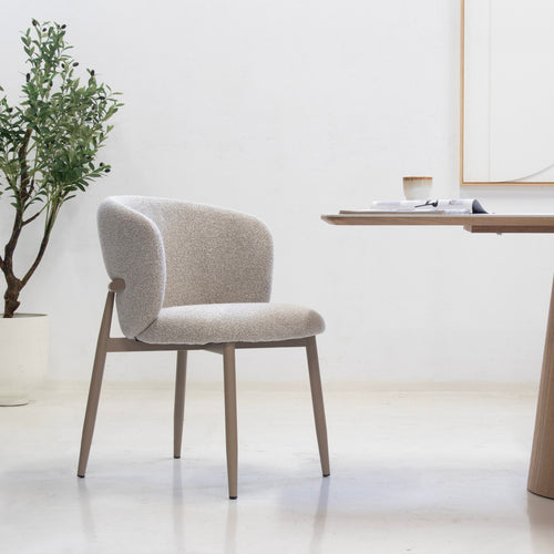 DÉJA Living Eetkamerstoel Varde - Stof - Beige/Beige - Set van 2