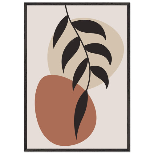 Artfulprints Poster met Lijst Boho - Abstract leaf II   - 70x100 cm - Terracotta