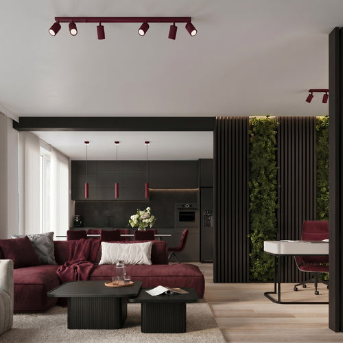 Sollux Lighting Hanglamp KARBON 2 bordeaux - 30x6,5x90cm