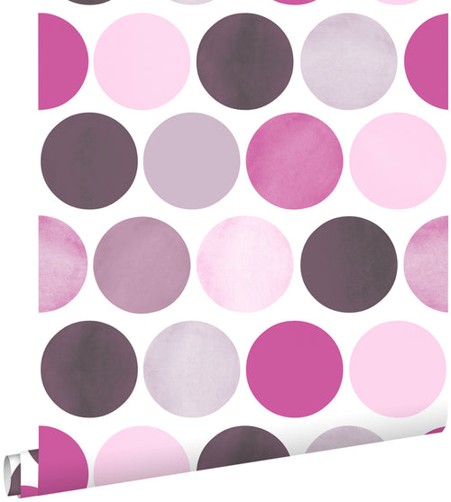 ESTAhome behang grote stippen lila paars - 53 cm x 10.05 m - 138860