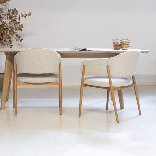 DÉJA Living Eetkamerstoel Dénia - Beige/Naturel - Zithoogte 48cm - Set van 2 - vtwonen shop