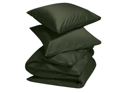 Yumeko dekbedovertrek katoen satijn dark olive 200x220 + 2/60x70 - vtwonen shop