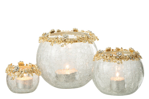 J-Line kaarshouder Volve - metaal/glas - goud/transparant - large