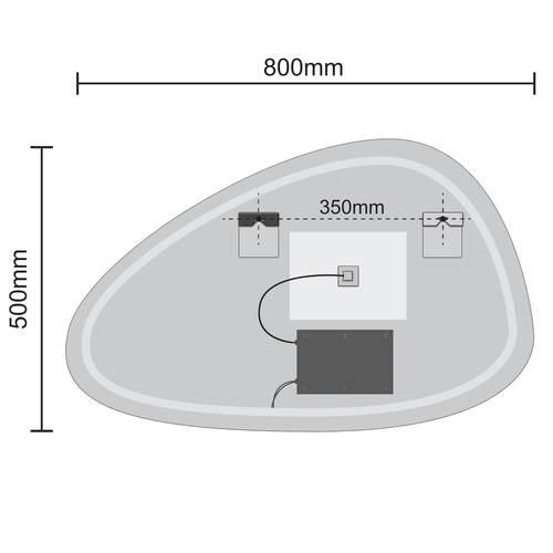 LOMAZOO badkamerspiegel Bilbao - met LED verlichting & spiegelverwarming - asymmetrisch - 80 x 50 cm