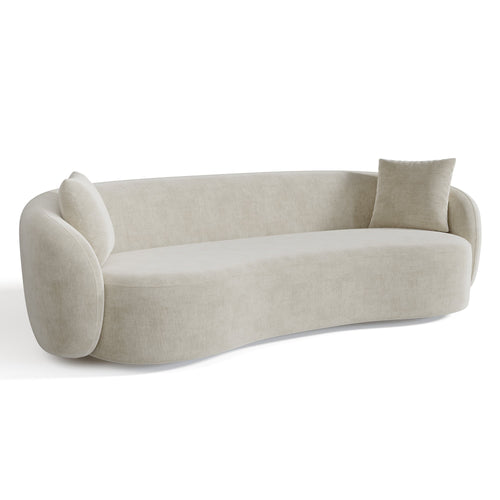 Sia Home - Rechte bank CELINE - Zacht aanvoelende geweven stof - Crème - 210cm