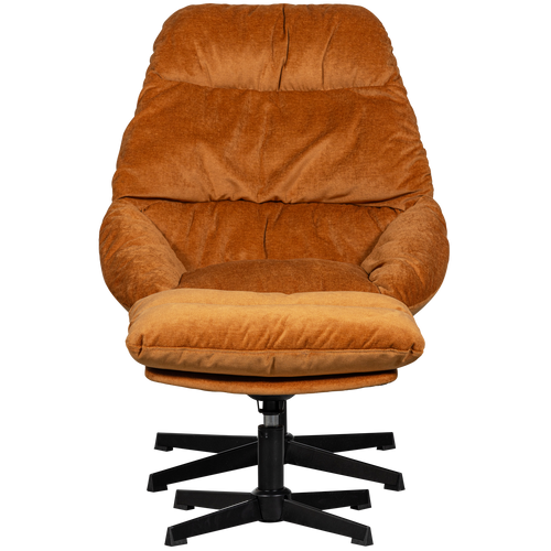 WOOOD  fauteuil met hocker Yaro - Chenille - Ginger - 94x71x83 - vtwonen shop