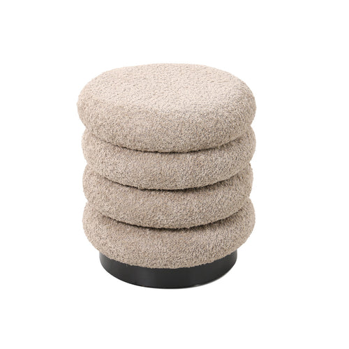 Giga Meubel Poef Matthijs - Taupe - Bouclé - 38x38x40cm